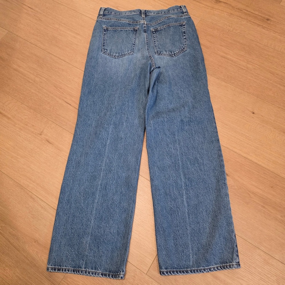 Uniqlo Wide Straight High Rise Jeans Womens Size 26 Blue Kaihara Denim 29x30 - Picture 9 of 10